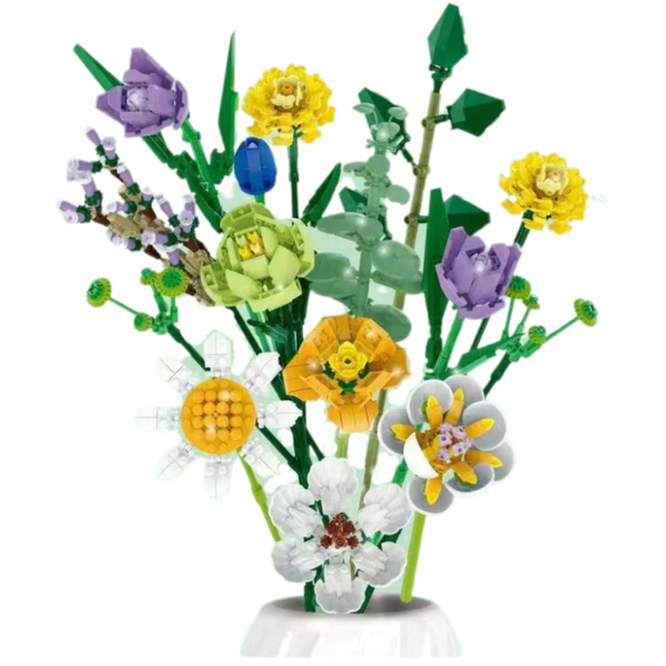 Construction Blocks Decorative Bouquet of Colorful Flowers 997 pcs.
