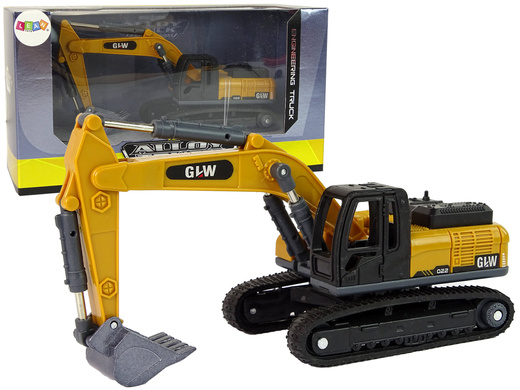 Baufahrzeug-Bagger, der aus Kunststoff gleitet