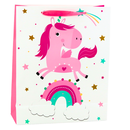 Gift Bag for Children Unicorn Rainbow Pink 32x26x10cm