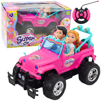 Ferngesteuertes RC-Geländeauto mit Puppen, rosa, Maßstab 1:16