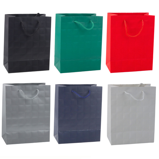 Elegant Embossed Squares Gift Bag 23 x 18 x 10.5 cm