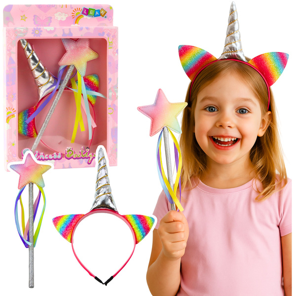 Unicorn Horn Ears Wand Hairband Set