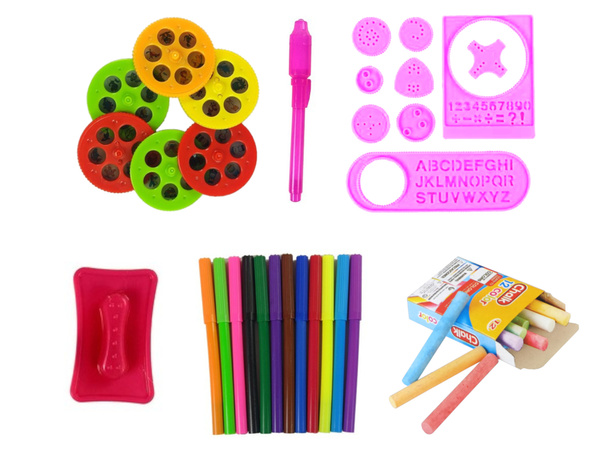 Doppelseitige Tafel Kreidestifte Ständer Projektor Bilder Rosa