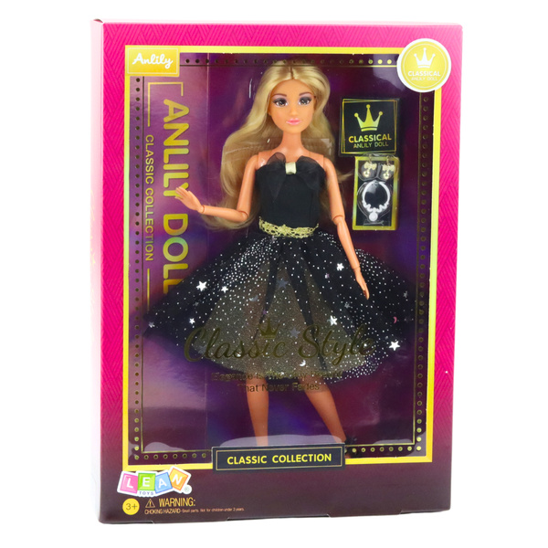 Anlily Doll Ball Gown Black and Gold Movable Limbs Blonde Hair