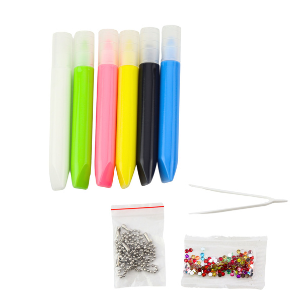 DIY Creative Set Stained Glass Keychains Dinosaurs Markers 6 pcs.