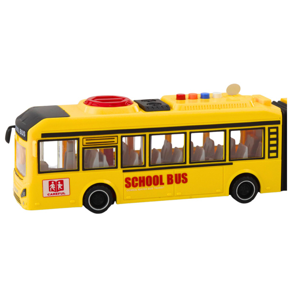 Articulated School Bus Opening Doors Lights Sounds Yellow 1:16