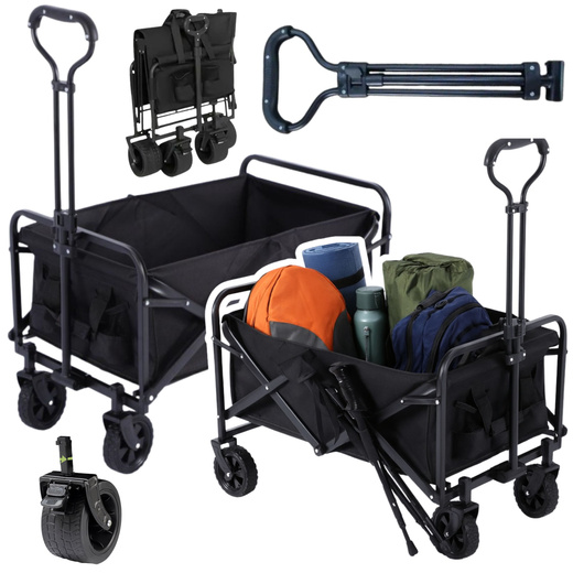 Foldable Garden Beach Transport Cart Black 120L