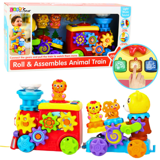 Interactive Musical Train For Toddlers Teddy Bear Gears Colorful