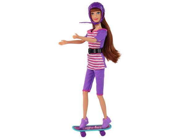 Lucy Doll Set Purple Scooter Skateboard Helmets