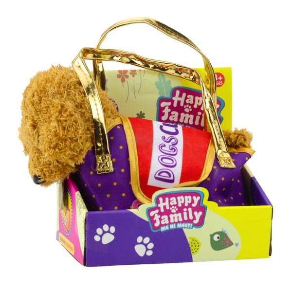 Pudelhund in Kletttasche, Plüschtier, Hellbraun