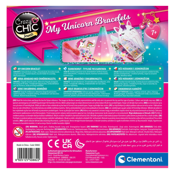 Crazy Chic Unicorn Bracelet Bead Set Clementoni 50882