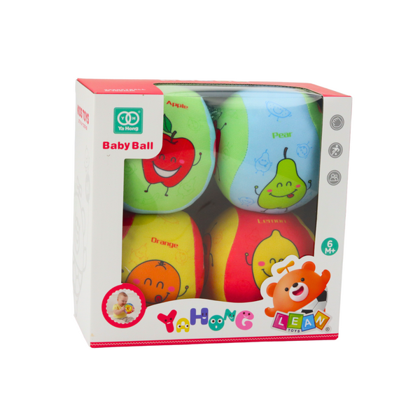 Set weiche Bälle für Kleinkinder, bunte Früchte, 4-tlg