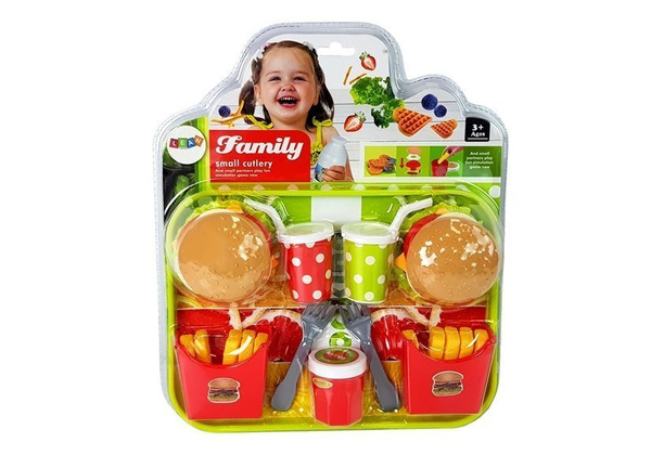 Set Hamburger Pommes mit Tablett