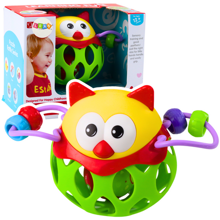 Soft Ball Owl Ball With Rattle Sensory Toy Green
