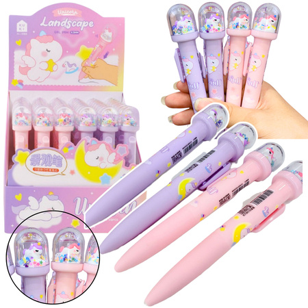 Dome Glitter Ballpoint Pen Unicorn Figure Blue Ink 0.5mm