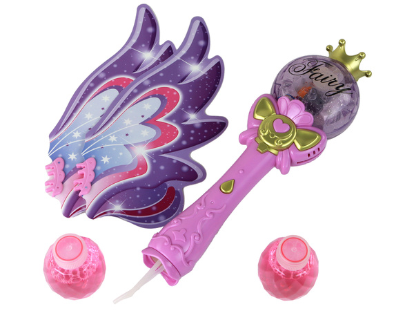 Seifenblasen, Lichter, Geräusche, rosafarbener Zauberstab