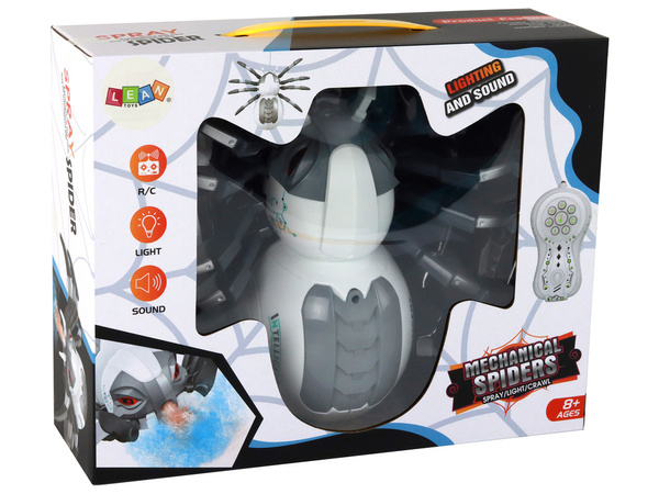 Large Remote Controlled RC Spider, Battery Operated, White and Gray
