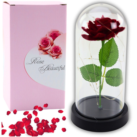 Eternal Rose in Dome with LED Lighting Red 21x11cm
