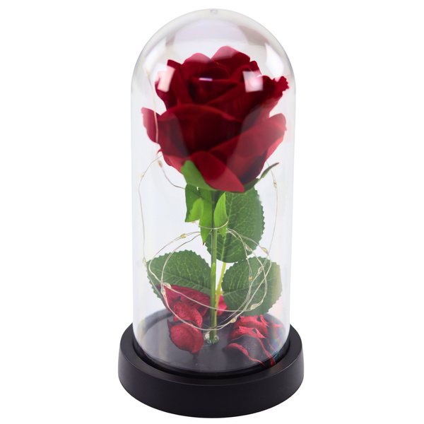 Eternal Rose in Dome with LED Lighting Red 21x11cm