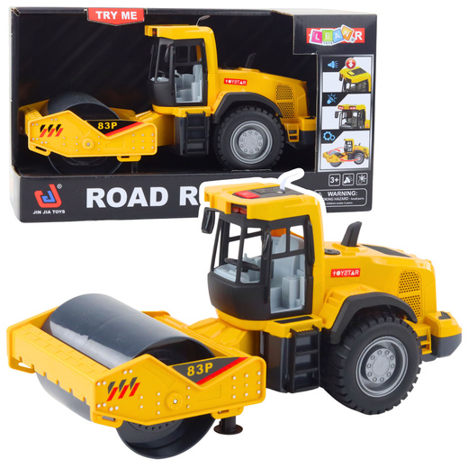 Construction Road Roller Turning Roller Lights Sounds Yellow