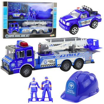 Large Police Car Figures Helmet Set for Children Blue