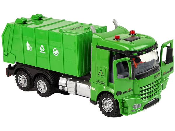 Green Remote Controlled Garbage Truck Remote Control 2.4G Lights Sound