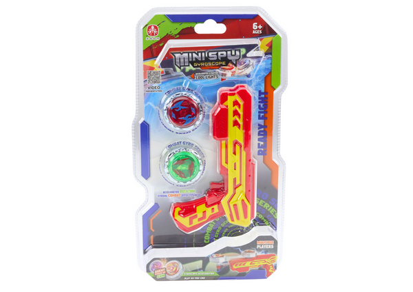 Set Gun Launcher 2 Metal Discs Red Lights