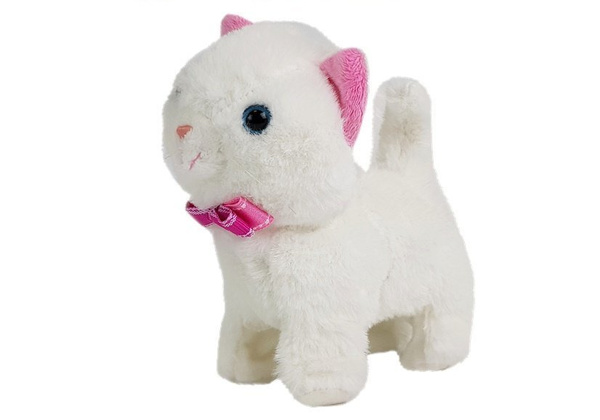 Interaktive Katze weiß geht und singt Ton