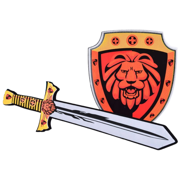 Knight Set Shield Sword Foam Lion Emblem 2pcs