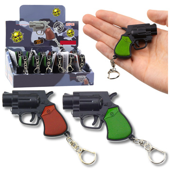 Mini-Pistolen-Revolver-Schlüsselanhänger mit LED-Licht und Laser 6,5 cm