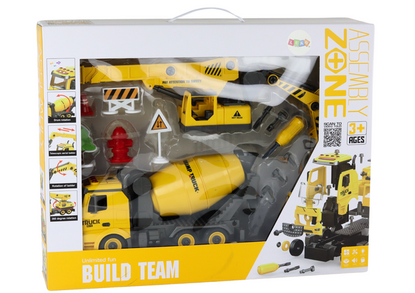 Baufahrzeuge Sound Light 1:12 DIY Betonmischer Kran Bagger