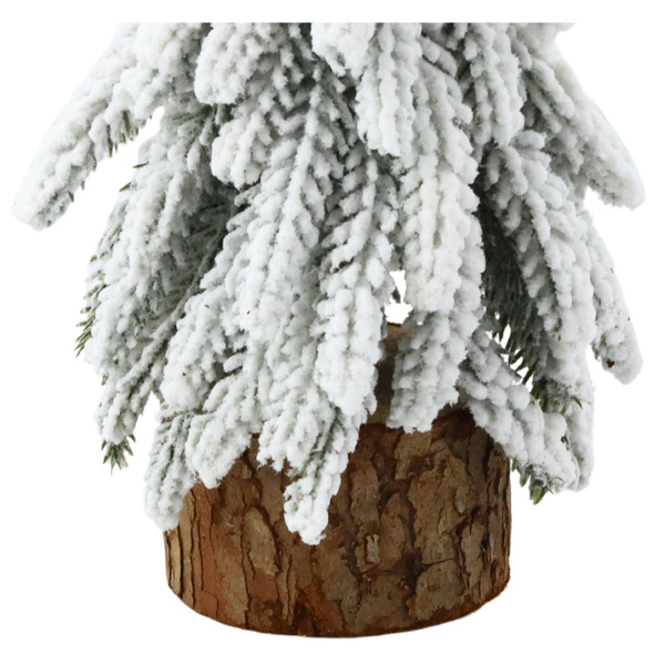 Decorative Artificial Christmas Tree on a Trunk Covered with Snow 20 x 9 cm
