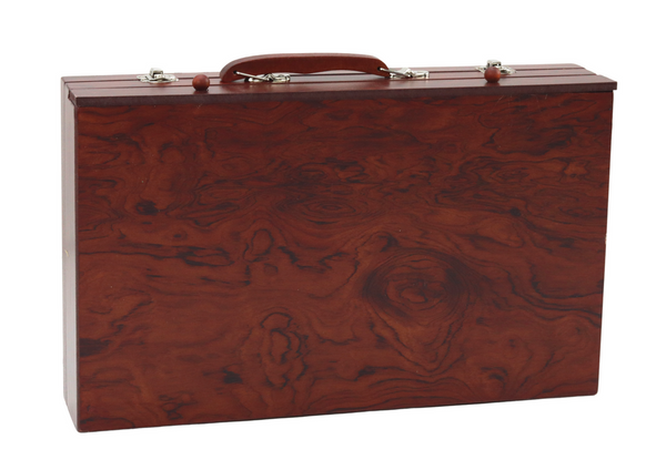 Kunstset in Holzkoffer, Buntstifte, Pastellfarben