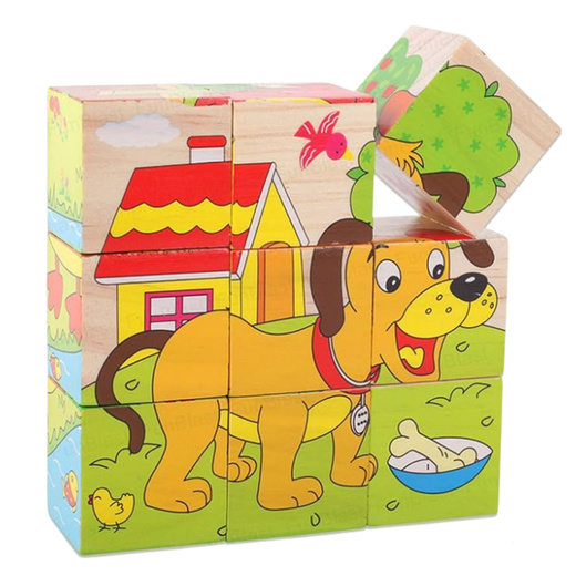 Wooden Puzzle Blocks Farm Educational Puzzle Animals 6 Pictures