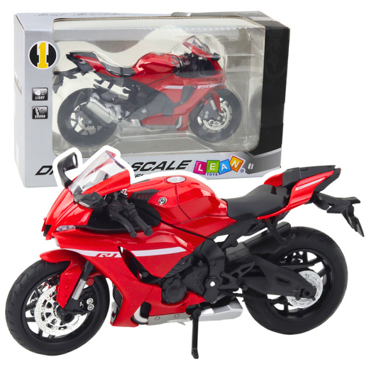 Sports Motorcycle Metal Lights Sounds Red R1 1:12
