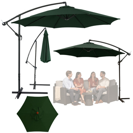 Side Garden Umbrella with Adjustable Tilt Cover 350 x 250cm Green