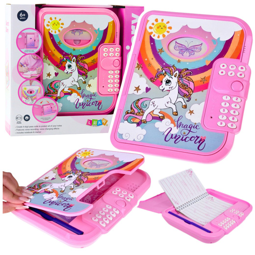 Tagebuch Notizbuch Code Einhorn Sprachaufnahme Quiz Melodien Rosa