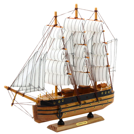 Collectible Model Decorative Three-masted Sailing Ship White 39x36cm