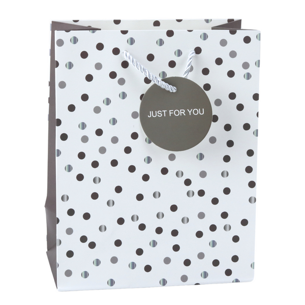 Geschenktüte mit Dots-Aufschrift „Just For You“ 23 x 18 x 10,5 cm