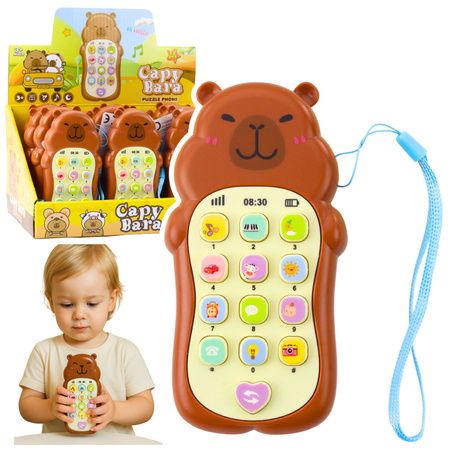 Children's Educational Phone Lights Sounds Melodies Capybara Brown