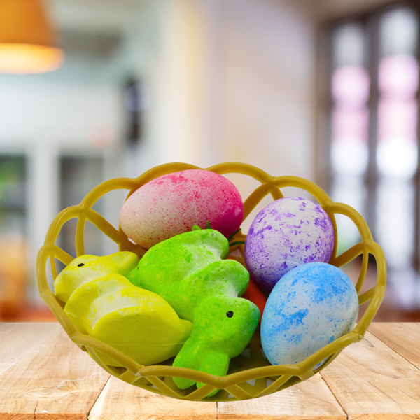 Easter Decorations In Basket Bunnies Eggs Carrot 6pcs