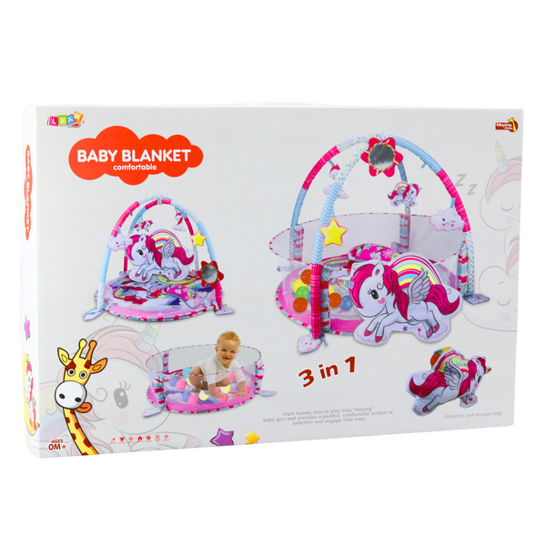 Baby Spielmatte Bällebad 3in1 Einhorn Rosa