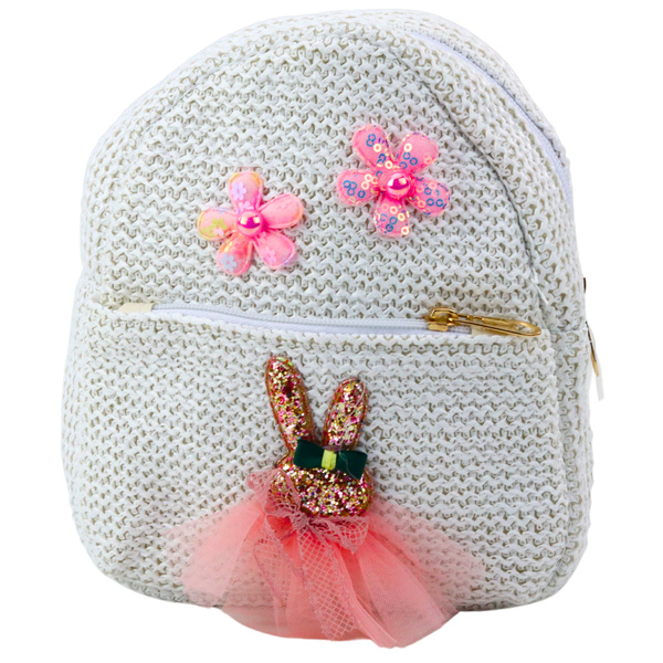 Children's Backpack Embroidered Rabbit In A Dress Flowers 2.5L 20cm