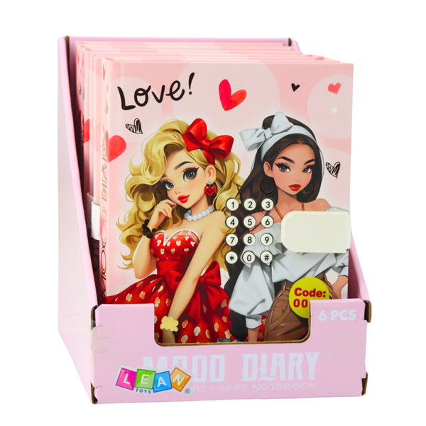 Girls' Diary Notebook Code Melodies Colorful Pages Hearts