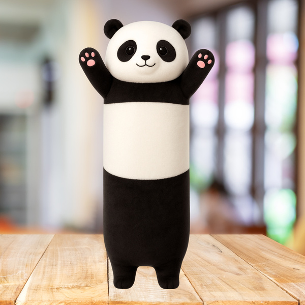 Plüsch Panda Maskottchen Kissen länglich Rolle schwarz und weiß 70cm