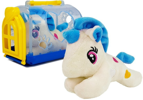 Kleines Einhorn mit Transporter Maskottchen
