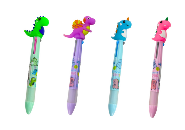 Multicolored Pen With Slider 3 Colors Dinosaur