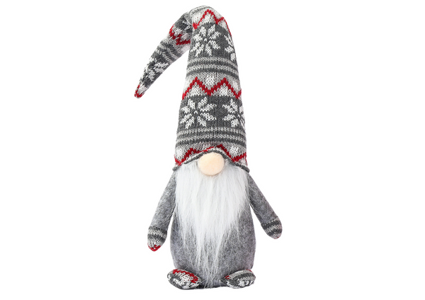 Weihnachtszwerg mit grau-roten Mustern, 40 cm