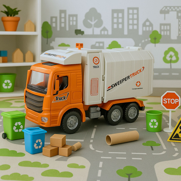 Garbage Truck City Lights Sounds Orange