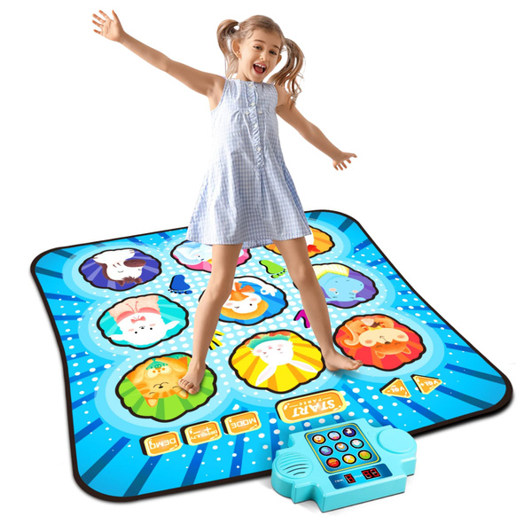 Interactive Dance Mat Animals LED Lights Music Blue